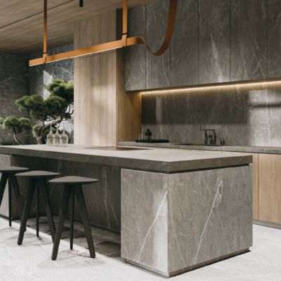 Προσαρμόσιμη γκρι μαρμάρινο βλέμμα κεραμικά πλακάκια δαπέδου 12 mm πάχος