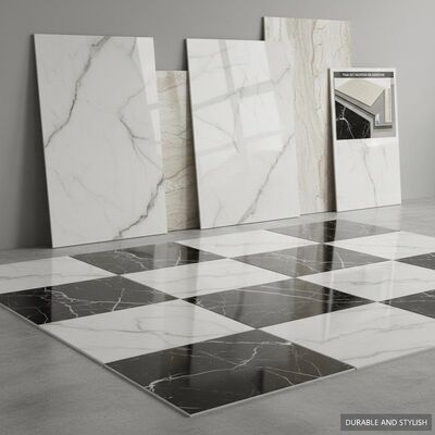 Πλακάκι πορσελάνης με όψη μαρμάρου για διακόσμηση κτιρίων, λεία, ελαφρώς ανάγλυφη επιφάνεια, μέθοδος τοποθέτησης με λεπτό κονίαμα ή κόλλα, ανθεκτικό και κομψό